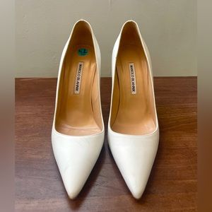 Manolo Blahnik White Leather Heels